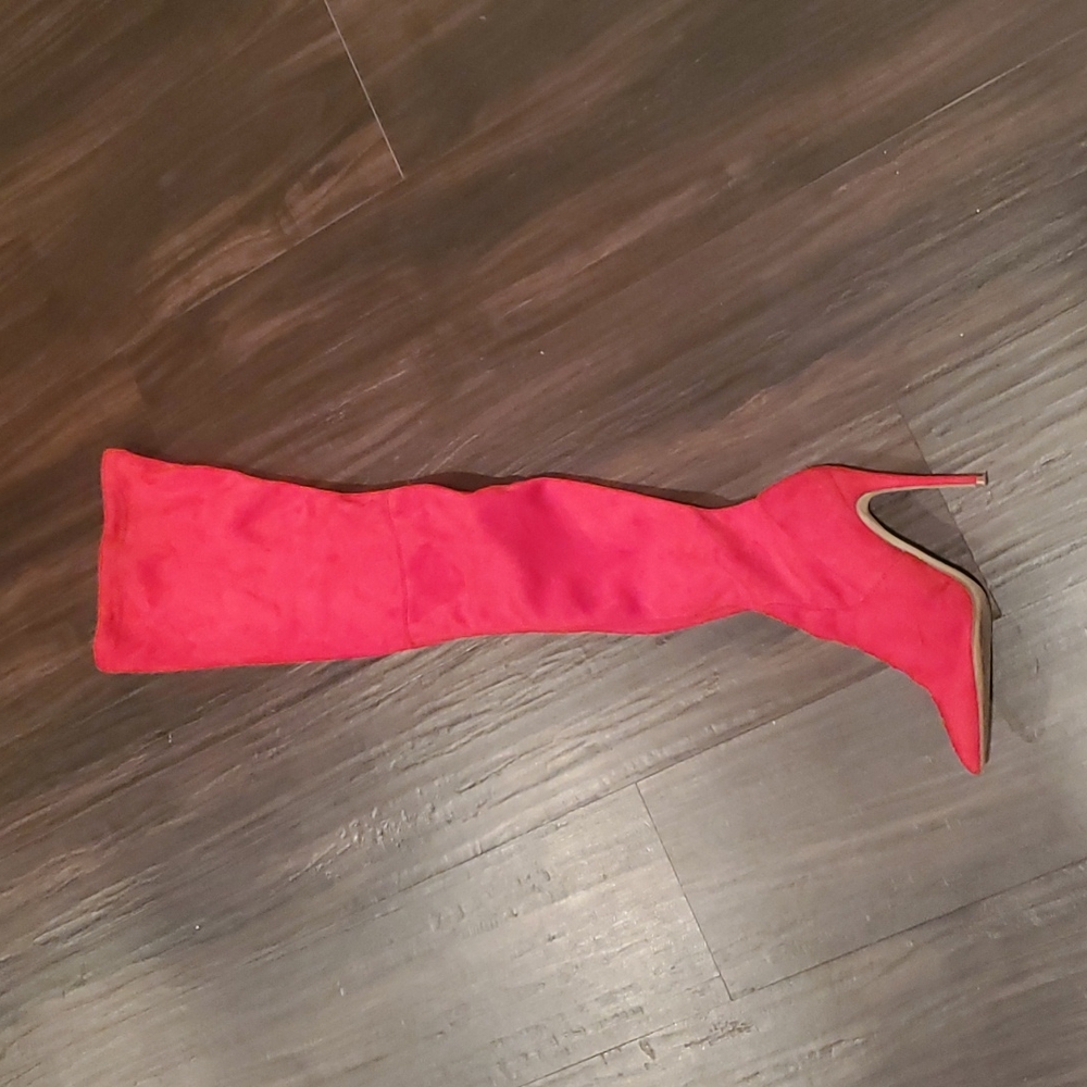 Red over the knee boots